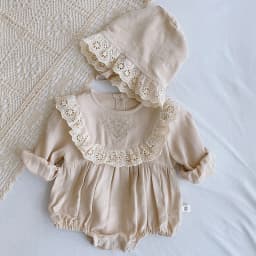 Autumn Spring Baby Girls Clothes Infant Baby Girl Bodysuits+Hat Cotton Flower Embroidery Long Sleeve Newborn Baby Girl Jumpsuit