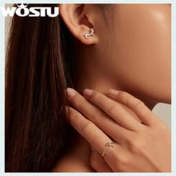 WOSTU 925 Sterling Silver Dachshund Dog Rings Adjustable Cut Animal Open Ring for Women Original Pet Lover Fine Jewelry Gift