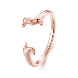 WOSTU 925 Sterling Silver Dachshund Dog Rings Adjustable Cut Animal Open Ring for Women Original Pet Lover Fine Jewelry Gift