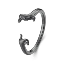 WOSTU 925 Sterling Silver Dachshund Dog Rings Adjustable Cut Animal Open Ring for Women Original Pet Lover Fine Jewelry Gift