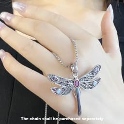 Colorful Dragonfly Pendant Link Chain Necklace Summer Brand New Fine Jewelry Europe 925 Sterling Silver Gift For Women