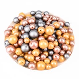 LOFCA 50Pcs Metallic Silver Color Print 12/15/19mm Silicone Loose Beads DIY Chewable Teething Beads BPA Free Baby Teether