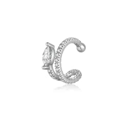 ANDYWEN 925 Sterling Silver 2023 Clear CZ Marqulse Earcuff Cuff Earring Non Piercing Clips Luxury Fine Jewelry Gift