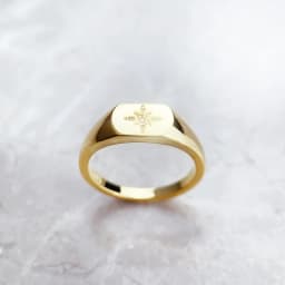 Signet Ring Vintage Star Gold Europe Style Nostalgic Fine Jewelry For Women Summer Brand New Pure 925 Sterling Silver Gift