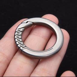 Super fine TC4 Titanium Ti round keychain snap non spring Lock quick release Carabiner shackle leather link Key ring EDC DIY