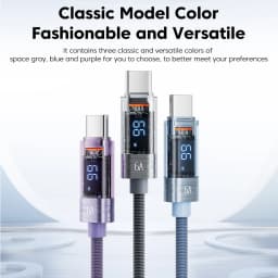 Toocki Digital Display USB A To Type C Cable 6A 66W PD Fast Charging For HUAWEI Xiaomi Macbook Samsung QC3.0 Quick Charge Cable