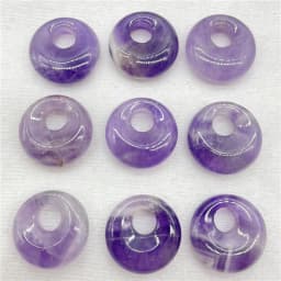18mm Natural Gem Stone Quartz Crystal Amethyst Donut Charm Beads Pendant For Diy Jewelry Making Necklace Accessories 10pcs