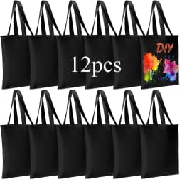 6 Pack Blank Sublimation Tote Bags for Heat Transfer, Reusable DIY Canvas Bags for Vinyl & Press Projects