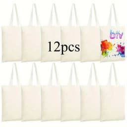6 Pack Blank Sublimation Tote Bags for Heat Transfer, Reusable DIY Canvas Bags for Vinyl & Press Projects