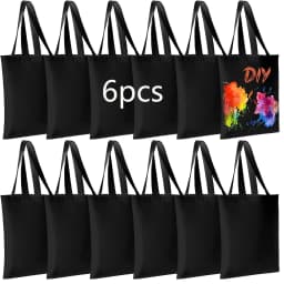 6 Pack Blank Sublimation Tote Bags for Heat Transfer, Reusable DIY Canvas Bags for Vinyl & Press Projects