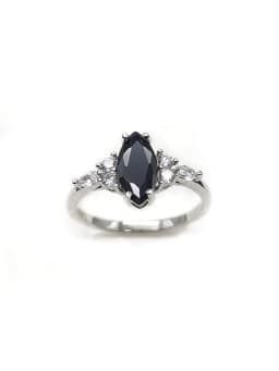 S925 Sterling Silver Ring Oval Black Agate Set with Diamond Simple Design in Europe and America Prom Party Style Fashion Women