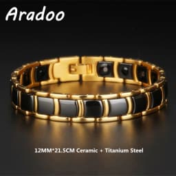 Men's Ceramic Titanium Steel Bracelet Hematite Magnetic Bracelet Anion Anti-Radiation Therapy Bracelet