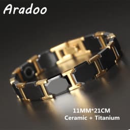 Men's Ceramic Titanium Steel Bracelet Hematite Magnetic Bracelet Anion Anti-Radiation Therapy Bracelet