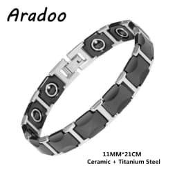 Men's Ceramic Titanium Steel Bracelet Hematite Magnetic Bracelet Anion Anti-Radiation Therapy Bracelet