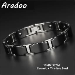 Men's Ceramic Titanium Steel Bracelet Hematite Magnetic Bracelet Anion Anti-Radiation Therapy Bracelet