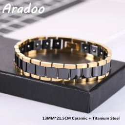 Men's Ceramic Titanium Steel Bracelet Hematite Magnetic Bracelet Anion Anti-Radiation Therapy Bracelet