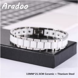 Men's Ceramic Titanium Steel Bracelet Hematite Magnetic Bracelet Anion Anti-Radiation Therapy Bracelet
