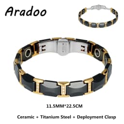Men's Ceramic Titanium Steel Bracelet Hematite Magnetic Bracelet Anion Anti-Radiation Therapy Bracelet