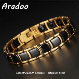 Men's Ceramic Titanium Steel Bracelet Hematite Magnetic Bracelet Anion Anti-Radiation Therapy Bracelet