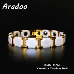 Men's Ceramic Titanium Steel Bracelet Hematite Magnetic Bracelet Anion Anti-Radiation Therapy Bracelet