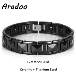 Men's Ceramic Titanium Steel Bracelet Hematite Magnetic Bracelet Anion Anti-Radiation Therapy Bracelet