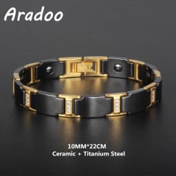 Men's Ceramic Titanium Steel Bracelet Hematite Magnetic Bracelet Anion Anti-Radiation Therapy Bracelet