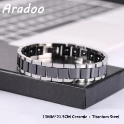 Men's Ceramic Titanium Steel Bracelet Hematite Magnetic Bracelet Anion Anti-Radiation Therapy Bracelet