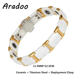 Men's Ceramic Titanium Steel Bracelet Hematite Magnetic Bracelet Anion Anti-Radiation Therapy Bracelet