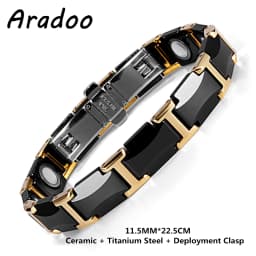 Men's Ceramic Titanium Steel Bracelet Hematite Magnetic Bracelet Anion Anti-Radiation Therapy Bracelet
