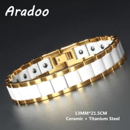 Men's Ceramic Titanium Steel Bracelet Hematite Magnetic Bracelet Anion Anti-Radiation Therapy Bracelet