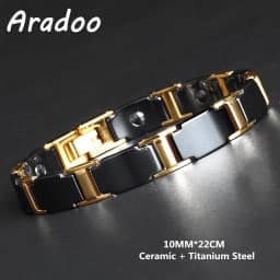 Men's Ceramic Titanium Steel Bracelet Hematite Magnetic Bracelet Anion Anti-Radiation Therapy Bracelet