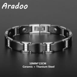 Men's Ceramic Titanium Steel Bracelet Hematite Magnetic Bracelet Anion Anti-Radiation Therapy Bracelet