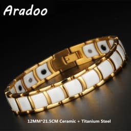 Men's Ceramic Titanium Steel Bracelet Hematite Magnetic Bracelet Anion Anti-Radiation Therapy Bracelet