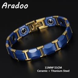 Men's Ceramic Titanium Steel Bracelet Hematite Magnetic Bracelet Anion Anti-Radiation Therapy Bracelet