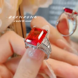 Foydjew Luxury Retro Large Carat Paraiba Green Tourmaline Rings Simple Cold Style Women's Finger Accessories