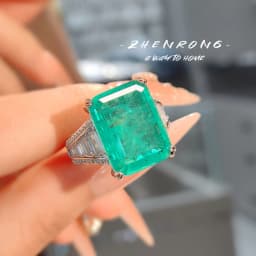 Foydjew Luxury Retro Large Carat Paraiba Green Tourmaline Rings Simple Cold Style Women's Finger Accessories