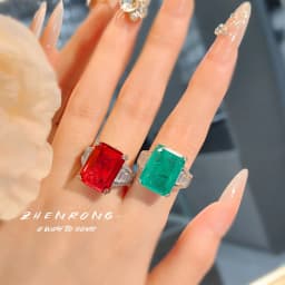 Foydjew Luxury Retro Large Carat Paraiba Green Tourmaline Rings Simple Cold Style Women's Finger Accessories