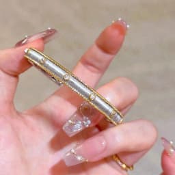 Foydjew Italian Vintage Jewelry Inlaid Zircon Bracelets Silver Color Gold-plated Bracelet Opening Adjustable 2024 New Trend