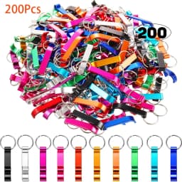 200Pcs Beer Bottle Openers Colored Bottle Opener Keychain Aluminum Alloy Colorful Mini Pocket Beer Beverage Opener