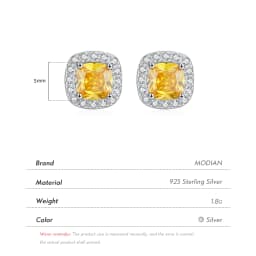 MODIAN Yellow Sparkling Cubic Zirconia Platinum Plated Stud Earrings 925 Sterling Silver Earrings For Women Wedding Jewelry