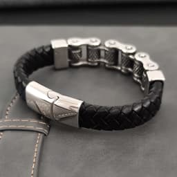 Classic Locomotive Chain Leather Bracelet Multi-layer Men Stainless Steel Punk Magnetic Clasp Bangle for Friend Charm Jewelry
