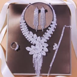 Stonefans Luxury Flowers Rhinestone Bridal Jewelry Sets for Women Christmas Accessories Necklace Bracelet Earring Ring Set Gift
