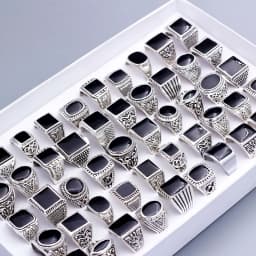Wholesale Lots 20pcs Design Mix Black Enamel Stone Rings For Men Vintage Man Ring Retro Punk Alloy Jewelry Party Gift