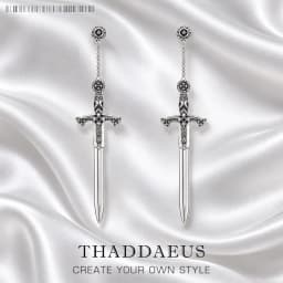 Earrings Richly Ornamented Sword Europe Fine Jewelry For Women Men Summer Brand New Sterling Silver 925 Fantasy Gift