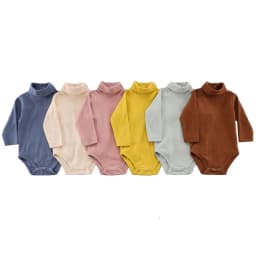 2 Pcs Cotton Baby Bodysuits Girl Rompers Boy Jumpsuit Toddler Jumper Body Long Sleeve Turtle Neck High Collar Autumn Winter