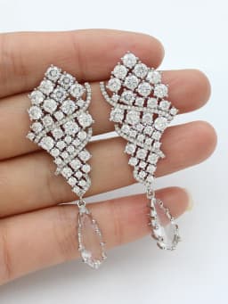 Designer Women's Earrings Luxury Jewelry Cubic Zirconia Water Drop Hoop Dangle Earrings for Women Party Jewelry Purple Gift