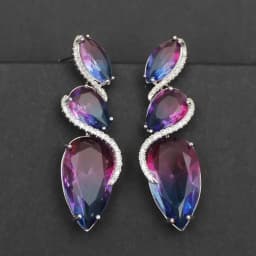 Designer Women's Earrings Luxury Jewelry Cubic Zirconia Water Drop Hoop Dangle Earrings for Women Party Jewelry Purple Gift