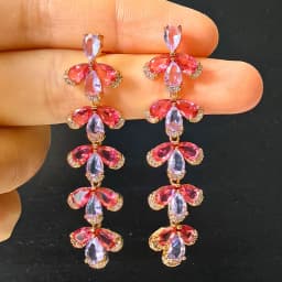 Designer Women's Earrings Luxury Jewelry Cubic Zirconia Water Drop Hoop Dangle Earrings for Women Party Jewelry Purple Gift