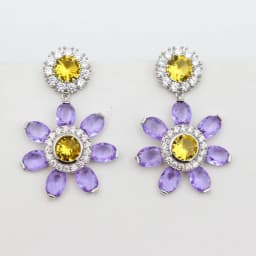 Designer Women's Earrings Luxury Jewelry Cubic Zirconia Water Drop Hoop Dangle Earrings for Women Party Jewelry Purple Gift