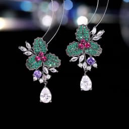 Designer Women's Earrings Luxury Jewelry Cubic Zirconia Water Drop Hoop Dangle Earrings for Women Party Jewelry Purple Gift